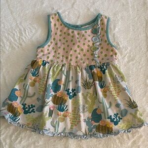 Matilda Jane Pink Tunic Top with Green Polka Dots and Cactus theme   SZ 4